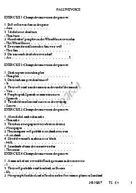 Bài tập về Câu bị động Tiếng anh lớp 9 - Năm học 2016-2017